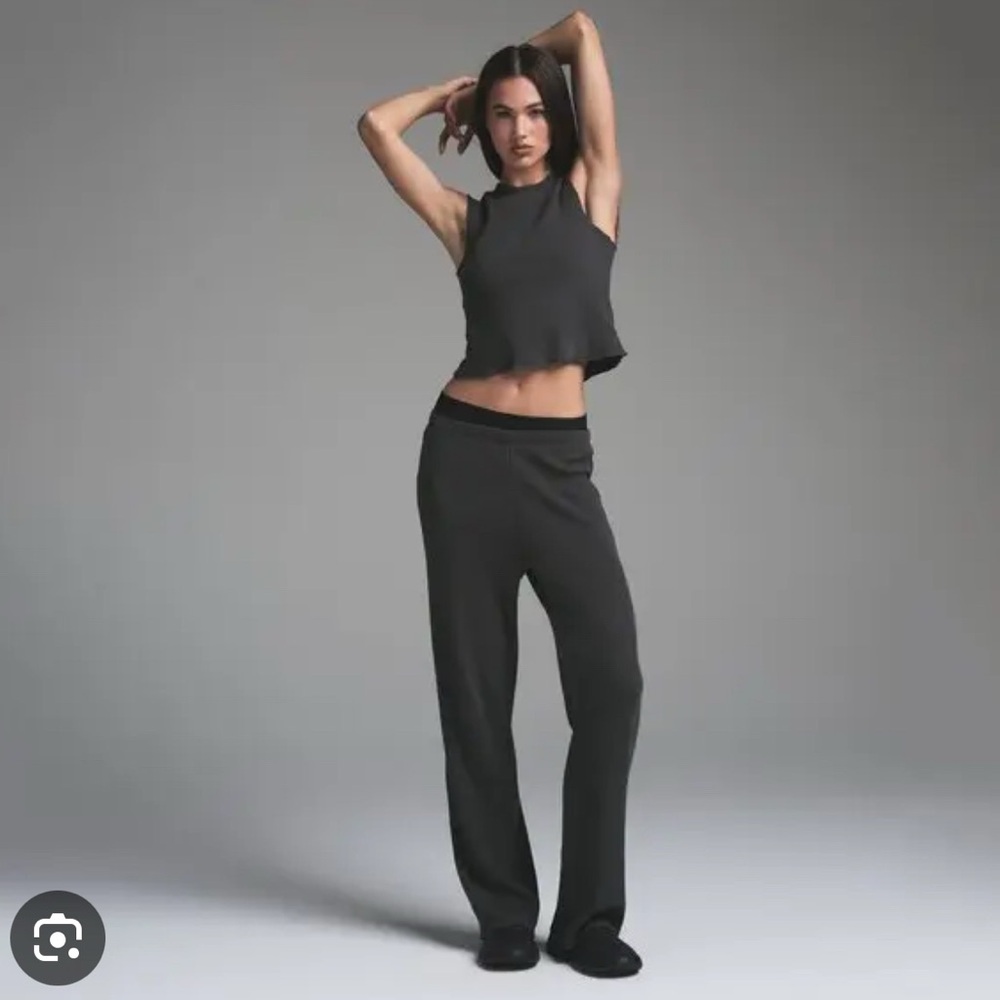 SKIMS Ash Heavy Waffle Straight Leg Pants Size XS